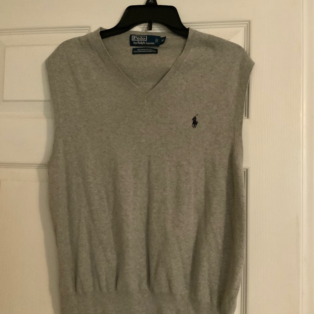 Mens Polo by Ralph Lauren XL grey sweater vest